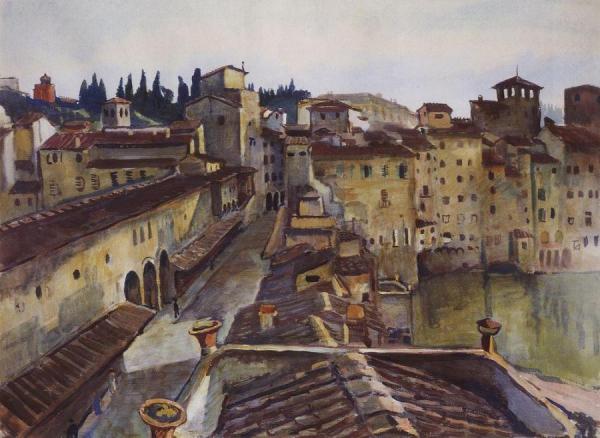 Florence. Ponte Vecchio by Zinaida Evgenievna Serebriakova Oil Painting Reproductions