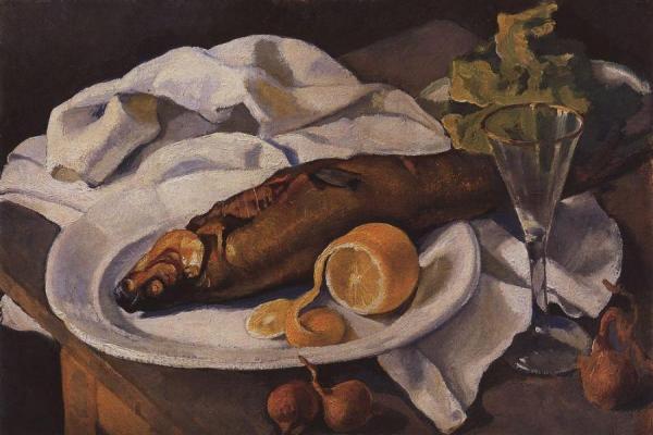 Herring And Lemon by Zinaida Evgenievna Serebriakova Oil Painting Reproductions