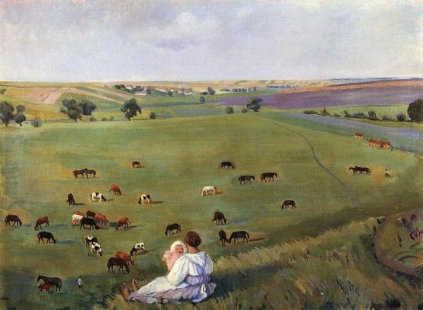 In The Meadow. Neskuchnoye by Zinaida Evgenievna Serebriakova Oil Painting Reproductions