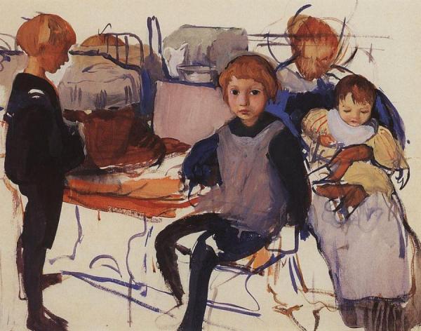 In The Nursery. Neskuchnoye by Zinaida Evgenievna Serebriakova Oil Painting Reproductions