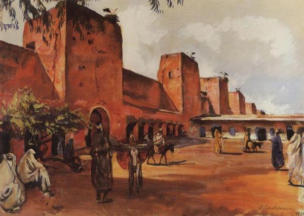 Marrakech. The Walls And Towers Of The City by Zinaida Evgenievna Serebriakova Oil Painting Reproductions