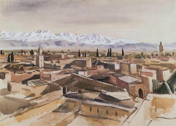 Marrakech. View From The Terrace At The Atlas Mountains by Zinaida Evgenievna Serebriakova