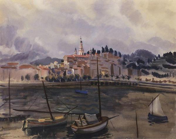 Menton. View Of The City From The Harbor by Zinaida Evgenievna Serebriakova Oil Painting Reproductions