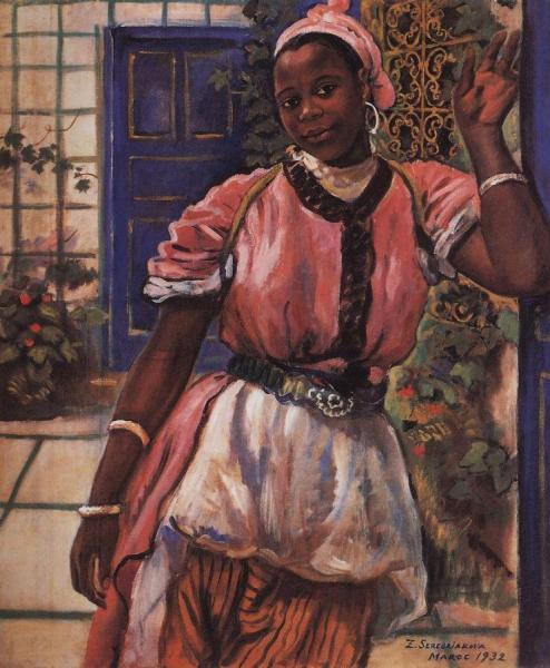 Moroccan Woman Wearing A Pink Dress by Zinaida Evgenievna Serebriakova
