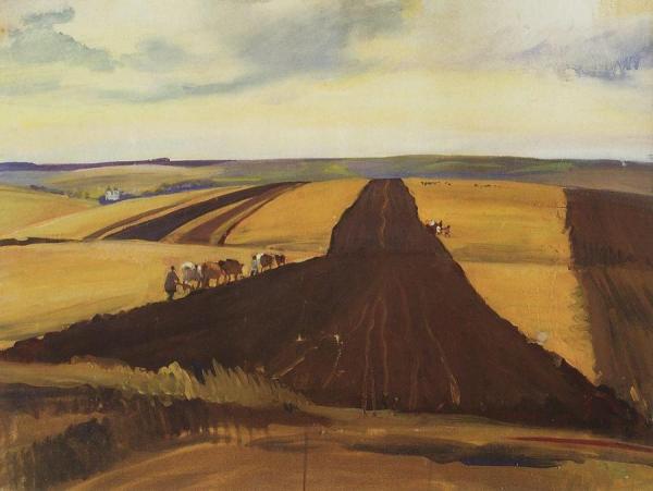 Neskuchnoye. Plowing by Zinaida Evgenievna Serebriakova Oil Painting Reproductions