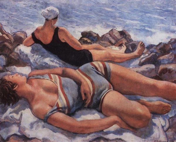 On The Beach by Zinaida Evgenievna Serebriakova
