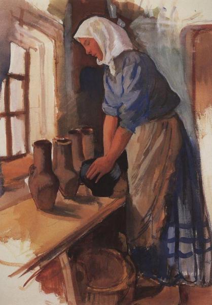 Peasant Woman With Pots by Zinaida Evgenievna Serebriakova