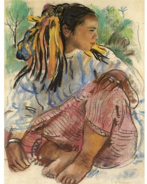 Portrait Of A Young Girl. Marrakesh by Zinaida Evgenievna Serebriakova