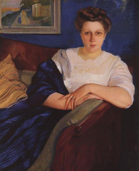 Portrait Of Composer E. Napravnik's Daughter by Zinaida Evgenievna Serebriakova