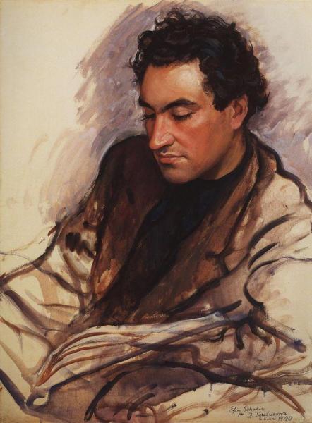 Portrait Of E. Shapiro by Zinaida Evgenievna Serebriakova Oil Painting Reproductions