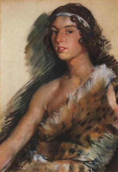Portrait Of G.m. Balanchivadze  In The Costume Of Bacchus by Zinaida Evgenievna Serebriakova