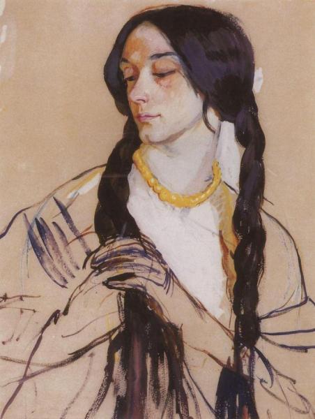 Portrait Of O. K. Lancere by Zinaida Evgenievna Serebriakova