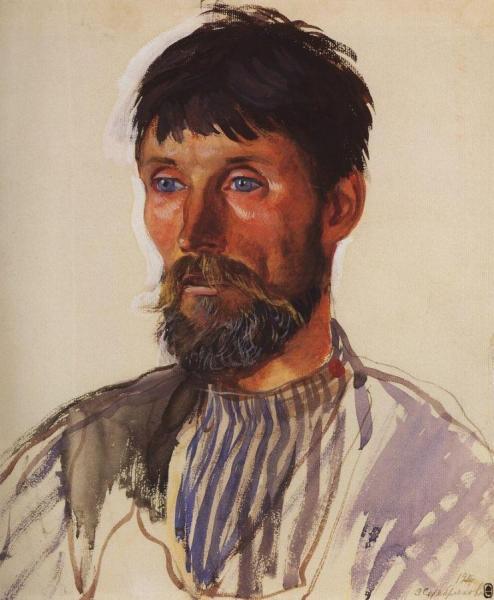 Portrait Of Peasant I.d. Golubev by Zinaida Evgenievna Serebriakova
