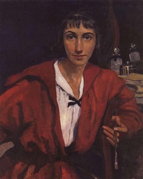 Self Portrait In Red by Zinaida Evgenievna Serebriakova