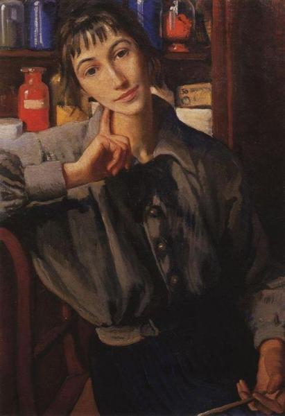 Self Portrait With Brush by Zinaida Evgenievna Serebriakova