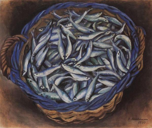 Shopping Cart With Sardines by Zinaida Evgenievna Serebriakova