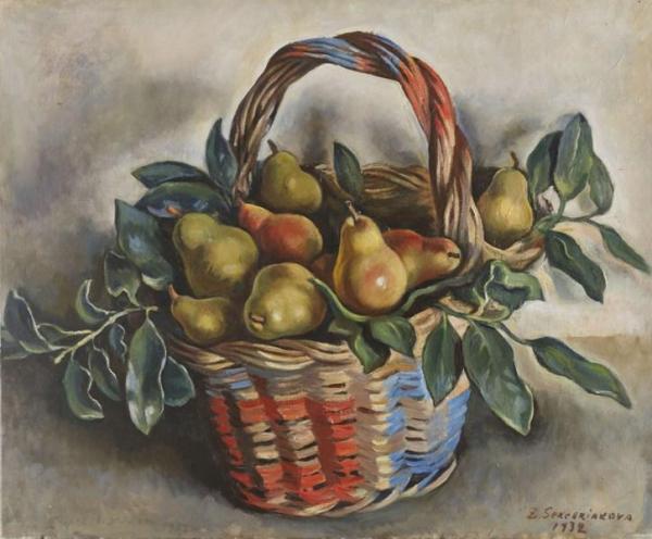 Still Life With A Basket Of Pears by Zinaida Evgenievna Serebriakova