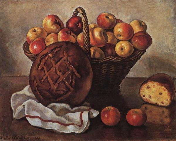Still Life With Apples And Bread by Zinaida Evgenievna Serebriakova Oil Painting Reproductions