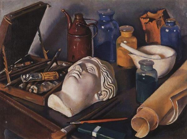 Still Life With Attributes Of Art by Zinaida Evgenievna Serebriakova Oil Painting Reproductions