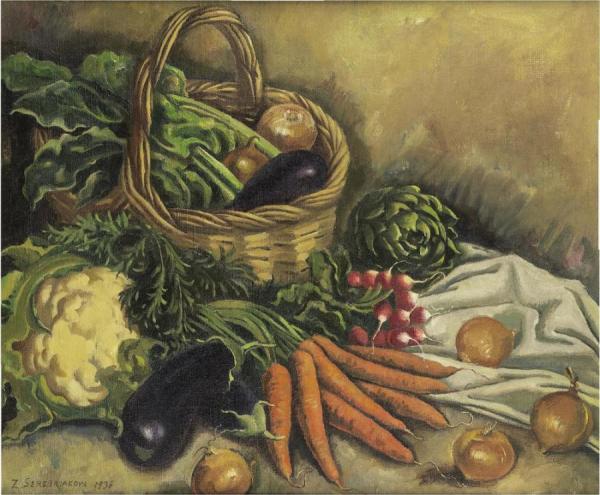 Still Life With Cauliflower And Vegetables by Zinaida Evgenievna Serebriakova Oil Painting Reproductions