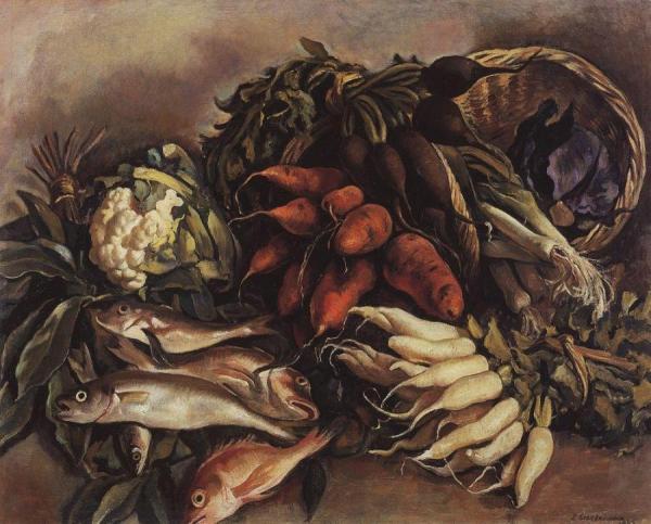 Still Life With Fish by Zinaida Evgenievna Serebriakova Oil Painting Reproductions