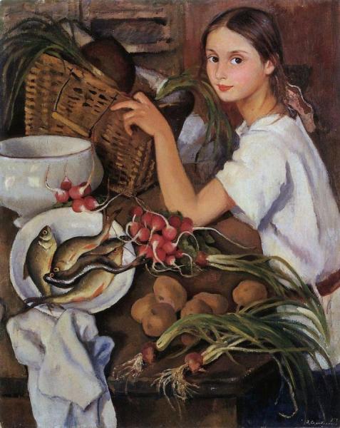 Tata With Vegetables by Zinaida Evgenievna Serebriakova Oil Painting Reproductions