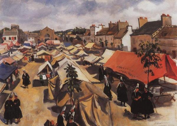 The Market In Pont L`abbe by Zinaida Evgenievna Serebriakova Oil Painting Reproductions