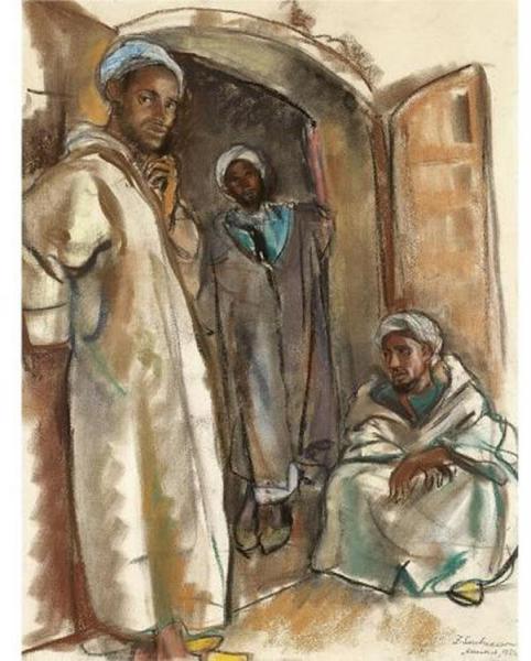 Three Figures In The Doorway. Marrakesh by Zinaida Evgenievna Serebriakova